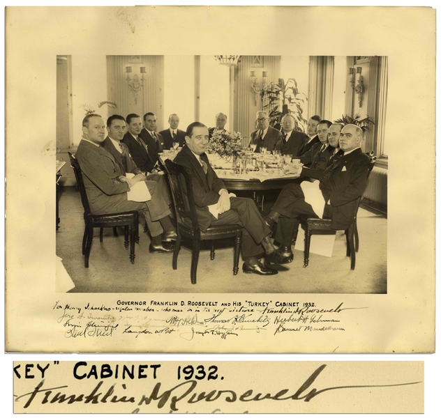 Franklin D. Roosevelt Signed Photo of His ''Turkey Cabinet'' as Governor of New York in 1932 -- Signed in Full, ''Franklin D. Roosevelt''